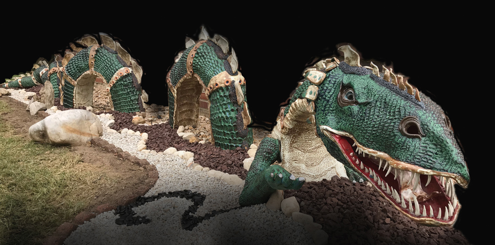 18 foot long ceramic dragon